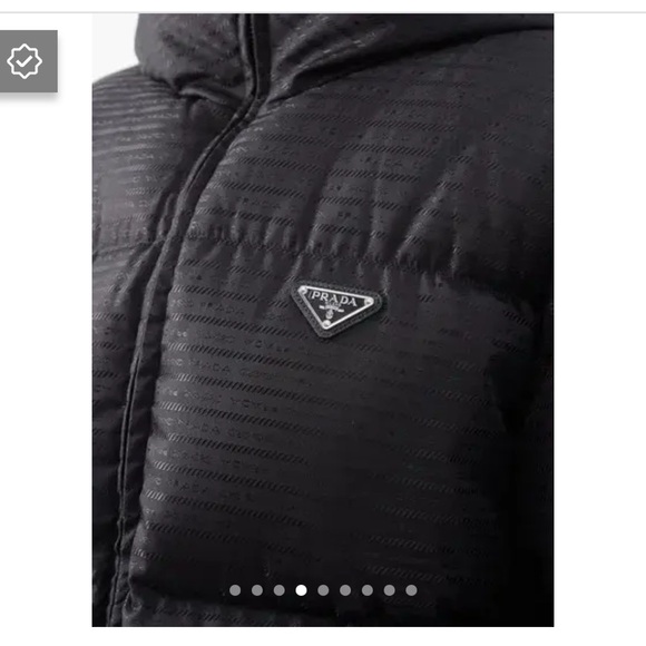 PRADA Logo-Jacquard Hooded Re-Nylon Down Jacket Black Size 38 - Picture 6 of 8